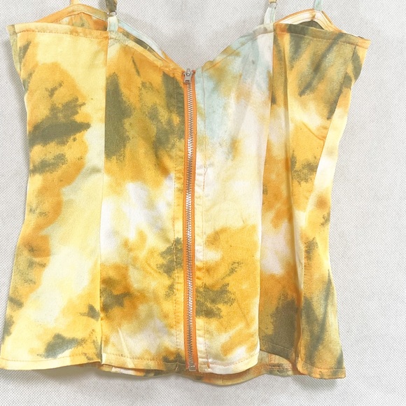 Pretty Little Thing Orange Tie Dye Print Structured Corset Top Size 4 NWT - Picture 7 of 8